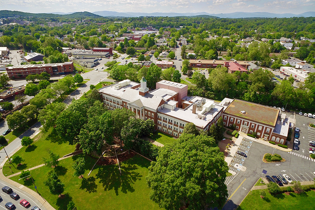 aerial photo of Albemarle county office building