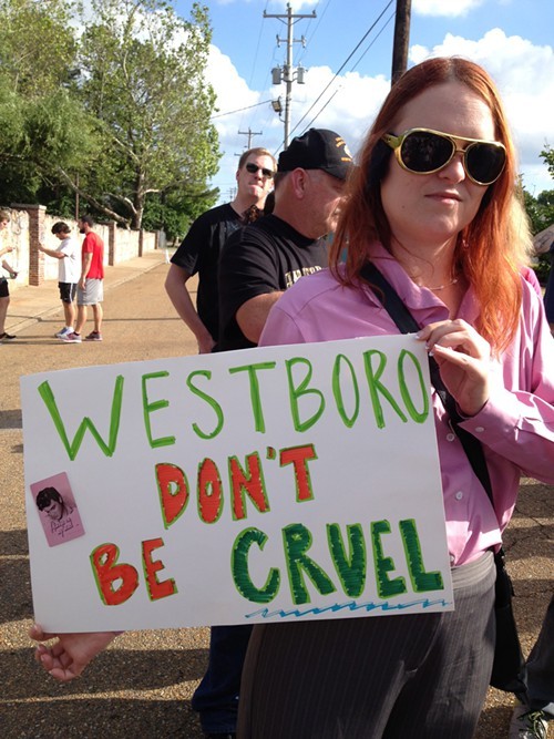 A few counter-protesters dressed like Elvis.