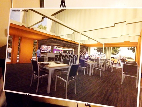 A shot of the planned interior dining space at Truck Stop