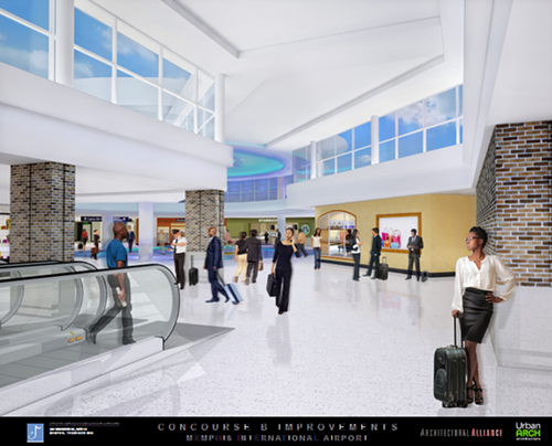 A view of the new skylighting that will be added to concourse B