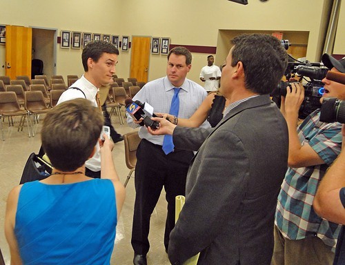 Advisory Committee nominee Kiel meets with media.