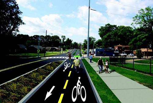 An artist rendering of the path along Tillman