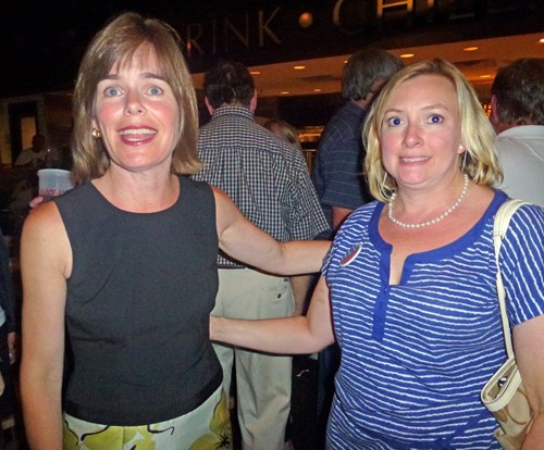 District Attorney General Amy Weirich (left) and campaign spokesperson Kim Perry were all smiles at the victorious D.A.s victory celebration at Swankys Taco Shop in Germantown.