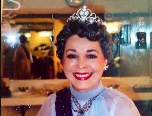 Dorothy in the Dressing room. In a tiara.