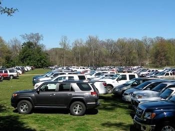 Get Off Our Lawn wants to end overflow parking like this on the Overton Park Greensward.