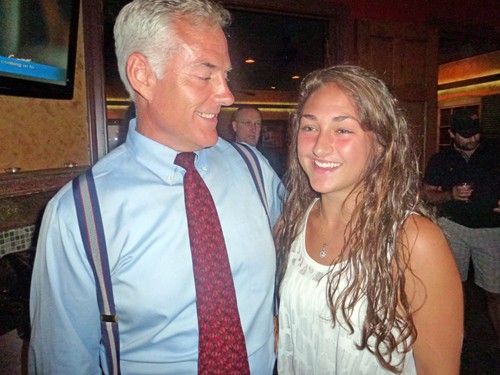 Happy father Steve Basar and proud daughter Samantha rejoice at Basar's comfortable win in the special election for Shelby County Commissioner, District 1, Position 3.