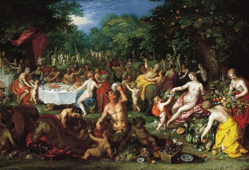 Jan Brueghel the Elder and Hendrikvan BalenI, A Bacchanal, about 1608-1616.