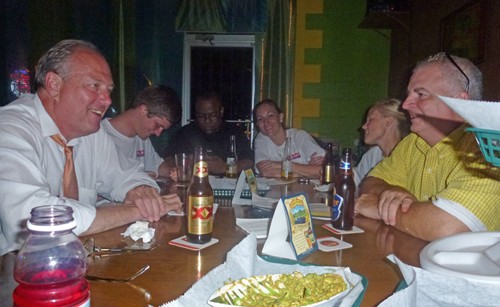 Jim Kyle (left), victor over fellow Democratic state Senator Beverly Marrero in the primary race for District 30, sat down with staffers for a post-election celebration meal at Raffis.