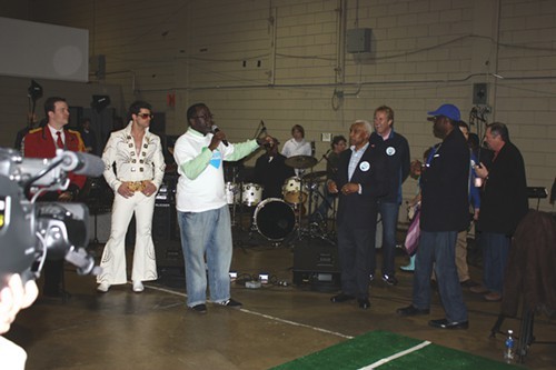 Mayor AC Wharton getting ready to address the crowd before the Easter Egg Roll.