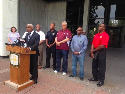 Memphis Mayor A C and members of his administration speak to members of the press Sunday at Memphis City Hall. Memphis Mayor A C and members of his administration speak to members of the press Sunday at Memphis City Hall.
