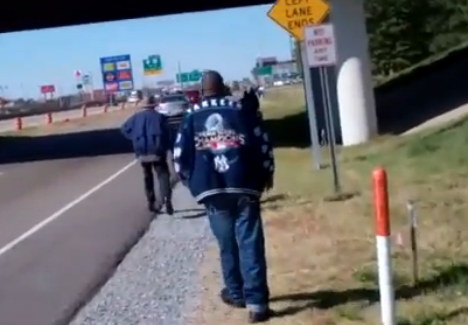 Screen shot from the video showing MATA passengers being dropped off on a frontage road off I-40