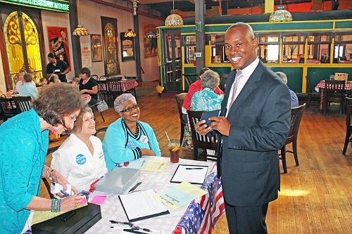 Shelby County Democratic chairman Van Turner, getting ready for Fridays straw vote.