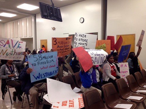 Supporters of Westhaven protest the possibility of their school closing