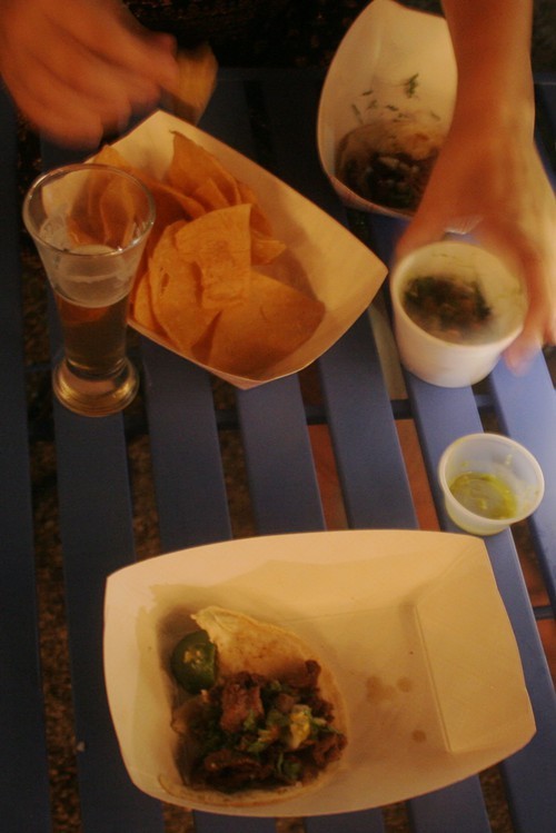 Tacos and guac from Las Delicias.