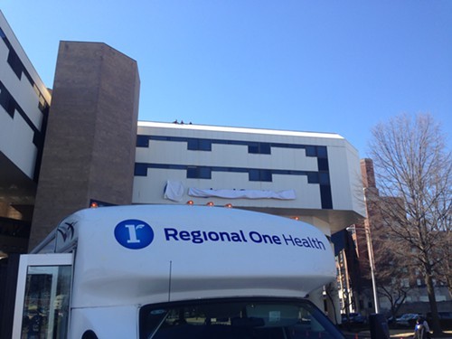 The new Regional One Health logo on a shuttle van.