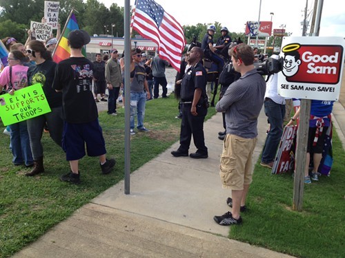 The police separated counter-protesters from the Westboro members.