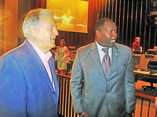 Two Boyds Better Than One? --Interim District 7 councilman Berlin Boyd (right) poses with Bill Boyd, the sitting councilman who nominated him.