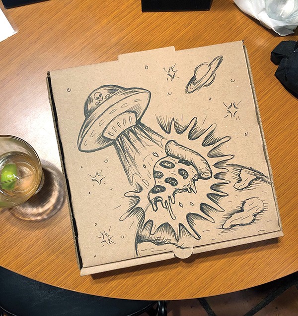 pizza box graffiti, the art on the pizza box is by me, and …