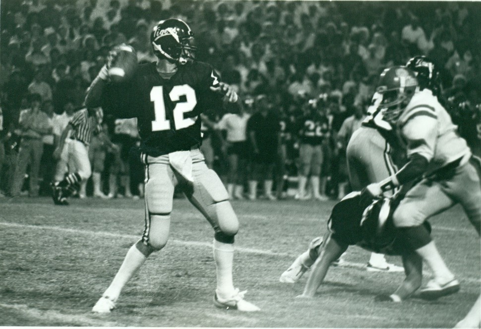 Danny Sparkman leads the Tiger attack against Ole Miss in 1983.