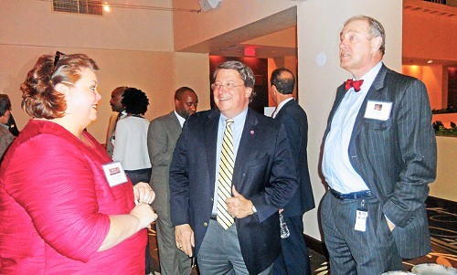 Unified Board member Mary Anne Gibson with state Senators Mark Norris and Jim Kyle at Board reception in Nashville